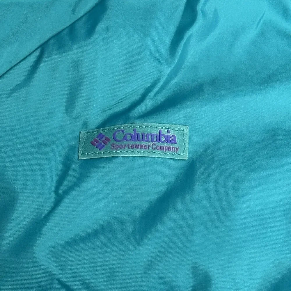 Vtg 90s Columbia Sportswear Bomber Jacket Reversible Teal/Purple Women’s Large